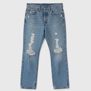 Levi’s Premium 501 Distressed Light Blue Denim Straight Leg Jeans Womens W26 L26